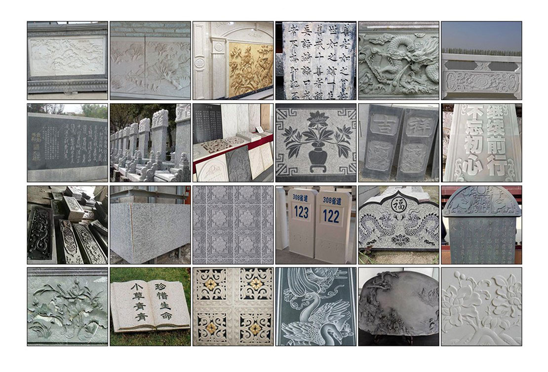 &Eacute;chantillons de traitement de la machine de gravure de pierre